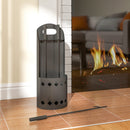 Outsunny 4 PCS Fireplace Companion Set, Metal Fireside Companion Set, Black
