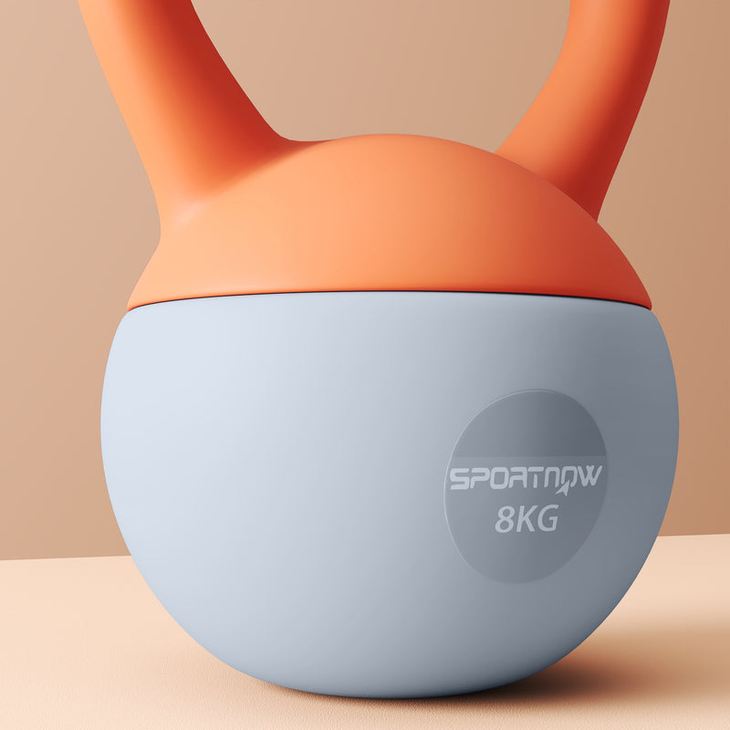 SPORTNOW Kettlebell W/ Soft Body And Non-Slip Handle, Orange And Grey