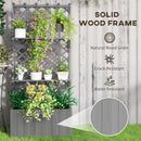 Outsunny Wooden Raised Planter with Trellis and 2 Shelves, Grey