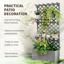 Outsunny Wooden Raised Planter with Trellis and 2 Shelves, Grey