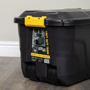 75L Heavy Duty Lockable & Stackable Storage Tub Chest on Wheels with Clips in Black
