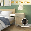 HOMCOM Bedside Tables Set Of 2 With Drawer Cabinet Adjustable Shelf Natural