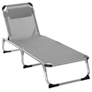 Outsunny Folding Outdoor Reclining Sun Lounger Chair Aluminium Frame Light Grey