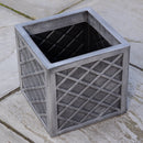 30cm/39cm Square Plastic Pewter Effect Grey Garden Patio Planter