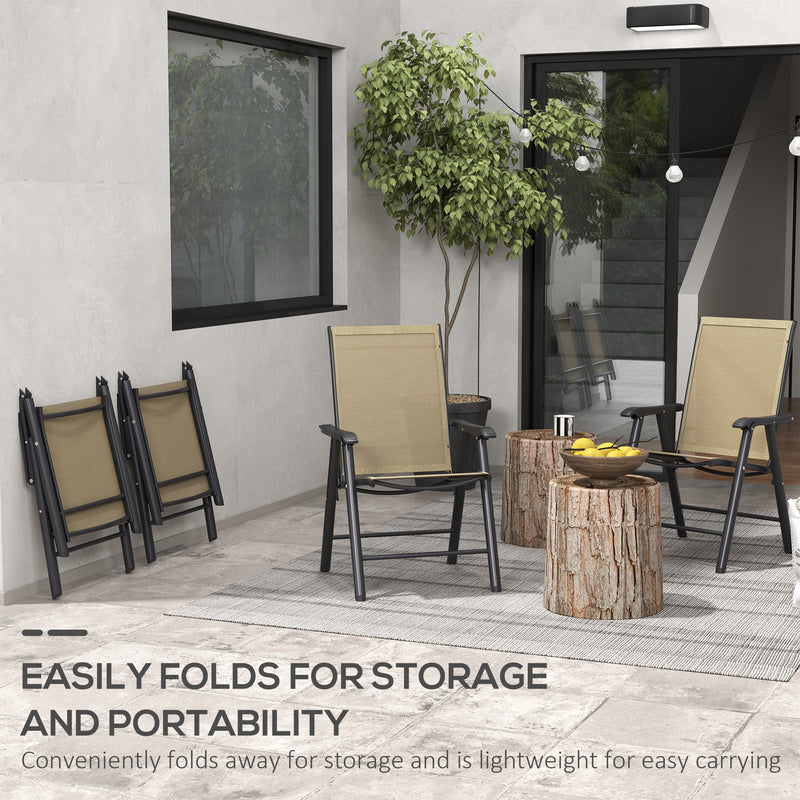 Outsunny 4-PCS Garden Armchairs Outdoor Patio Folding Furniture Light Brown