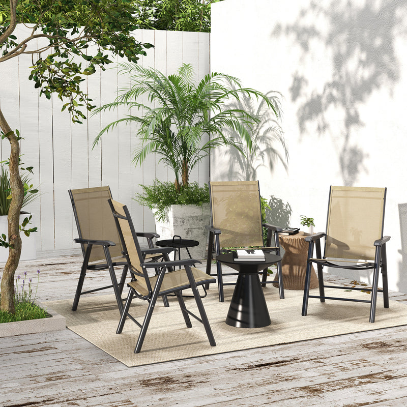 Outsunny 4-PCS Garden Armchairs Outdoor Patio Folding Furniture Light Brown