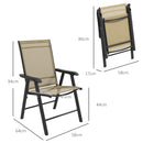 Outsunny 4-PCS Garden Armchairs Outdoor Patio Folding Furniture Light Brown