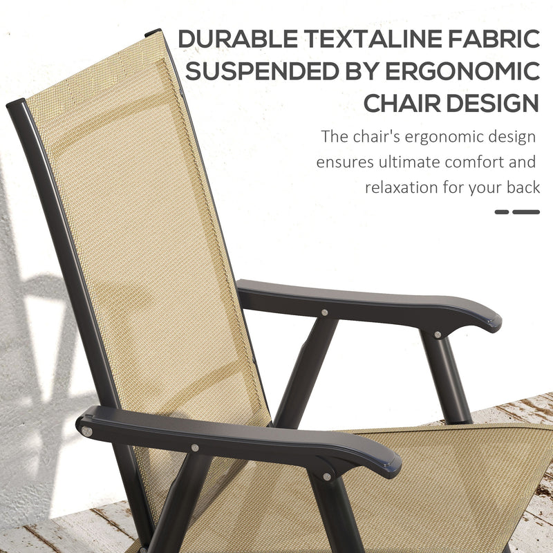 Outsunny 4-PCS Garden Armchairs Outdoor Patio Folding Furniture Light Brown