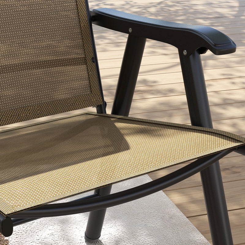 Outsunny 4-PCS Garden Armchairs Outdoor Patio Folding Furniture Light Brown