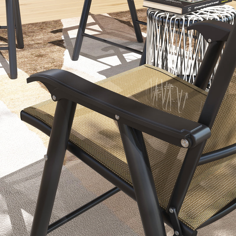 Outsunny 4-PCS Garden Armchairs Outdoor Patio Folding Furniture Light Brown