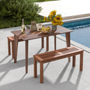 2-Person Patio Wood Bench with Slatted Seat