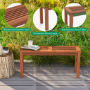 2-Person Patio Wood Bench with Slatted Seat