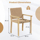 Wood Chair Set Of 2 With Paper Rope Woven Seat-Natural