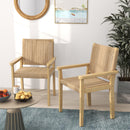Wood Chair Set Of 2 With Paper Rope Woven Seat-Natural