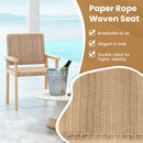 Wood Chair Set Of 2 With Paper Rope Woven Seat-Natural