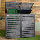 1.43m x 1.16m Outdoor Wooden Garden Double Wheelie Bin Store Storage for 2 Bins in Dark Grey