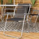 6 Person Garden Furniture Patio Set Table, 6 Chairs & Parasol with Black Glass