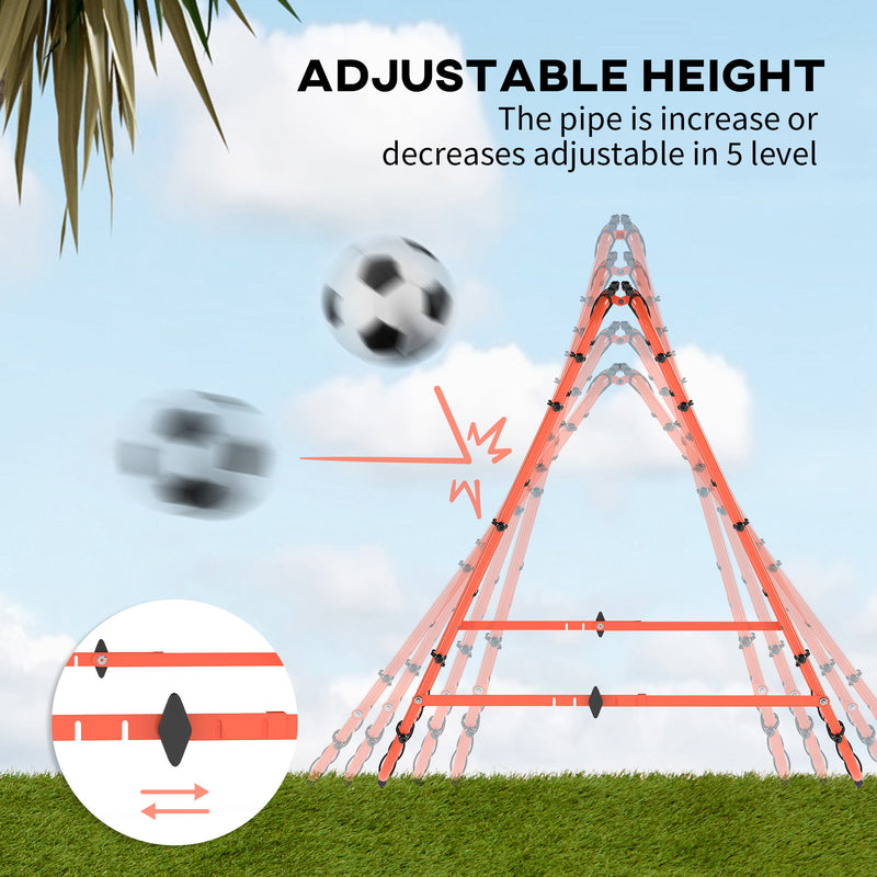 HOMCOM Rebounder Net Football Target Goal with Adjustable Angles, Orange