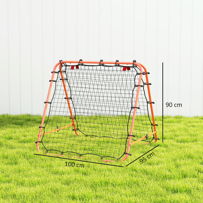 HOMCOM Rebounder Net Football Target Goal with Adjustable Angles, Orange