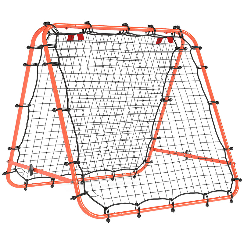 HOMCOM Rebounder Net Football Target Goal with Adjustable Angles, Orange