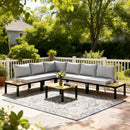 Outsunny Garden Furniture Set, 6 Piece Corner Sofa Set with Coffee Table