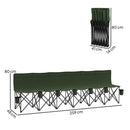 Outsunny 6 Seater Folding Bench Camping Chair with Cup Holder, Green