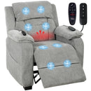 HOMCOM Power Recliner Chair With Massage And Heat, Spring Seat, Light Grey