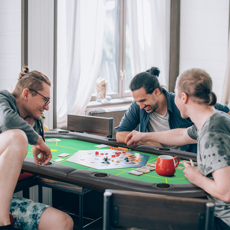 SPORTNOW Foldable Poker Mat, 10-Player Table Top with Cup Holders, Carry Bag