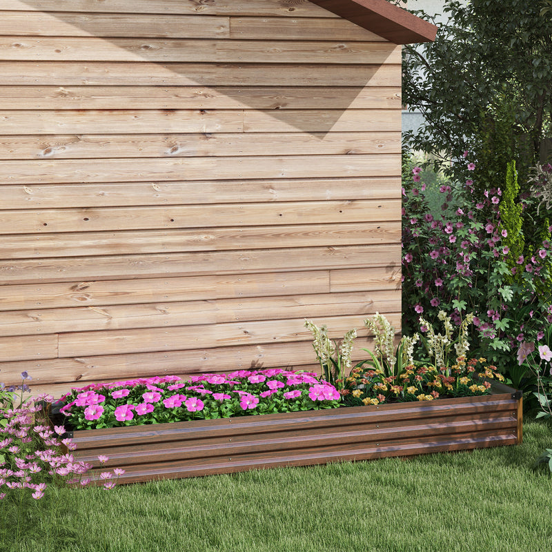 Outsunny Galvanised Raised Bed For Garden, Outdoor Elevated Planter Box