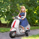 AIYAPLAY Vespa Licensed 12V Kids Electric Bike W/ 2 Training Wheels, White