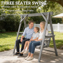 Outsunny 3 Seater Wooden Garden Swing Chair with Side Tables, Dark Grey
