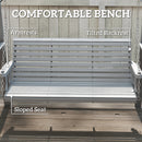 Outsunny 3 Seater Wooden Garden Swing Chair with Side Tables, Dark Grey