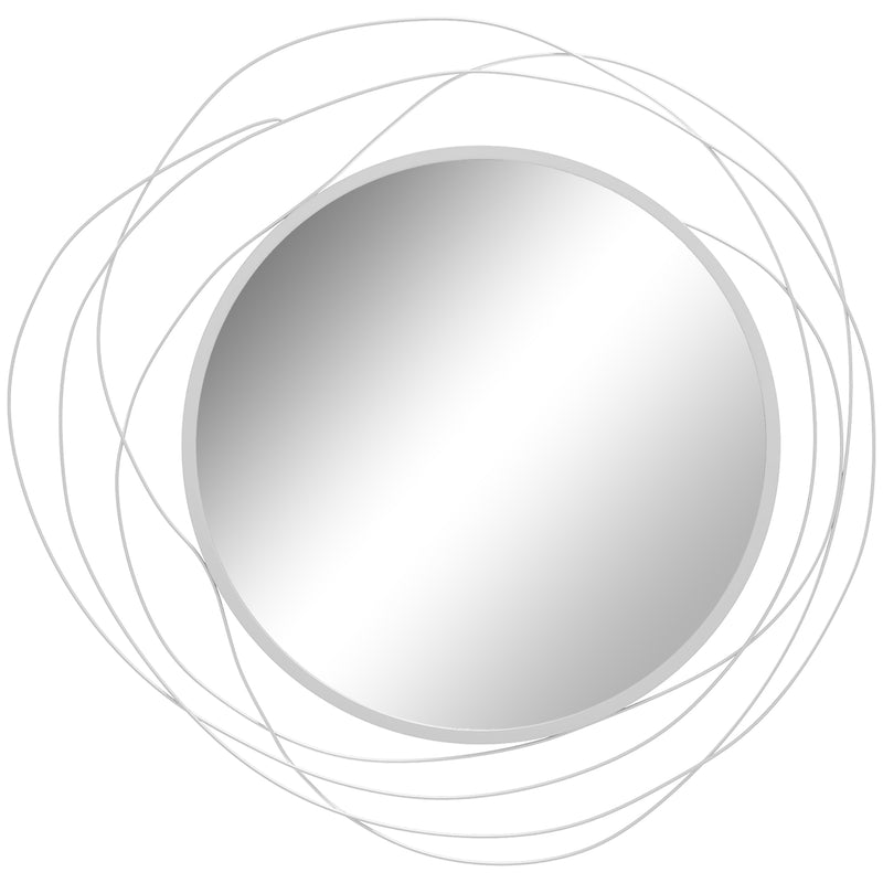 HOMCOM Metal Wall Art 65cm Round Mirror for Living Room Dining Room Silver