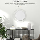 HOMCOM Metal Wall Art 65cm Round Mirror For Living Room Dining Room Silver