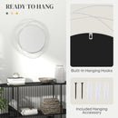 HOMCOM Metal Wall Art 65cm Round Mirror For Living Room Dining Room Silver