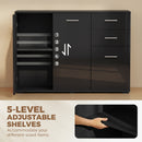 HOMCOM Modern Sideboard Kitchen Storage Cabinet, High Gloss Black
