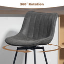 HOMCOM Swivel Bar Stools Set of 2, PU Leather Upholstered Bar Chairs, Grey