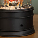 29cm Dual Power LED Christmas Glitter Water Spinner Black Lantern Santa & Reindeer Scene