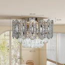 HOMCOM Vintage Ceiling Light With Dual Crystal And Smoke Glass Shade, Gold