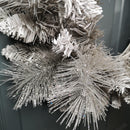 50cm Snow Tipped Hanging Christmas Wreath with Silver Glitter Branches