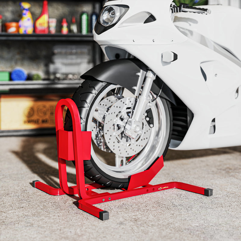 HOMCOM Adjustable Motorcycle Wheel Chock Motorbike Holder With Metal Frame