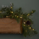 1.8m Pine Needle Christmas Garland with Pinecones and 120 Warm White LEDs
