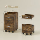 HOMCOM Mobile Filing Cabinet, Lockable File Cabinet, Rustic Brown