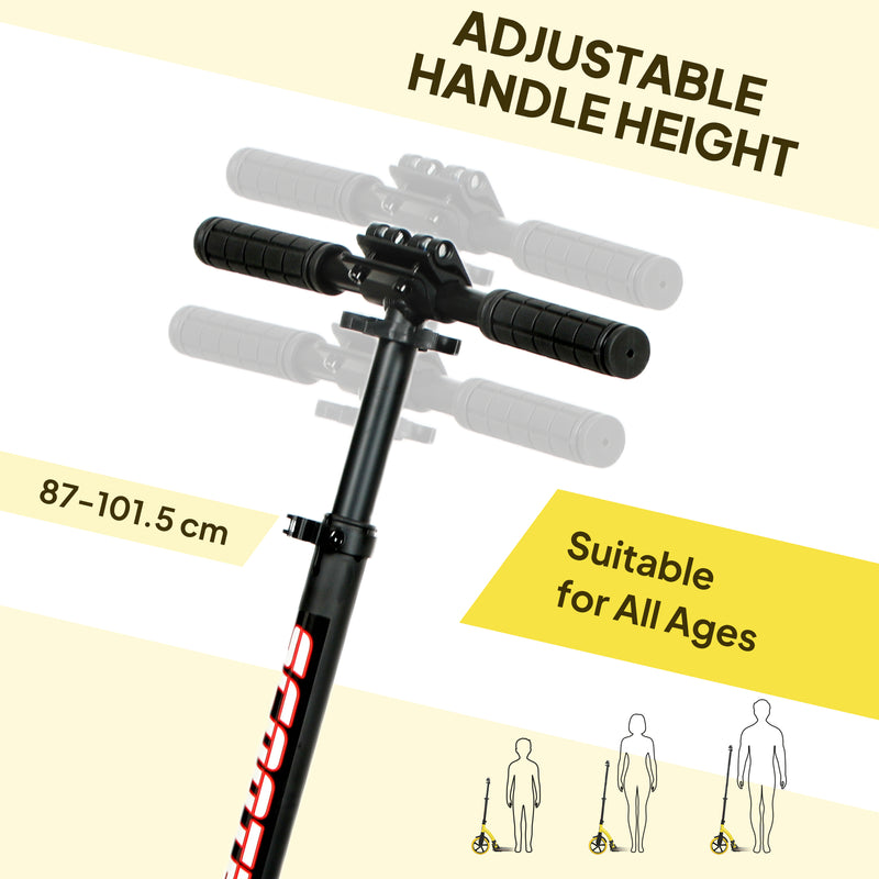 HOMCOM Teens Adult Kick Scooter Foldable Adjust Aluminium For 14+ Yellow