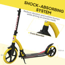 HOMCOM Teens Adult Kick Scooter Foldable Adjust Aluminium For 14+ Yellow