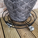 27cm Black Heavy Duty Metal Garden Patio Plant Flower Pot Stand Trolley on Metal Castor Wheels