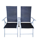 Set of 2 Outdoor Garden Patio Multi Position Reclining Folding Chair in Black and Silver