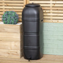 100L Slim Space Saver Water Butt With Lid & Tap Carry Handles in Black