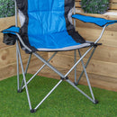 Luxury Padded High Back Outdoor Folding Chair with Cupholder in Blue