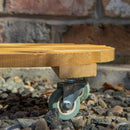 40cm Heavy Duty Traditional Wooden Plant Stand Trolley on Metal Castor Wheels